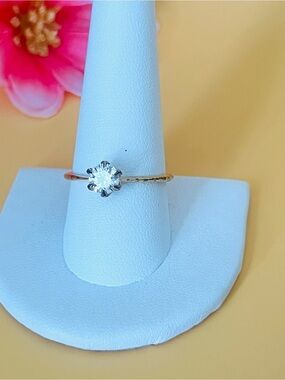 Gold over silver Classic Solitaire  Ring size 10